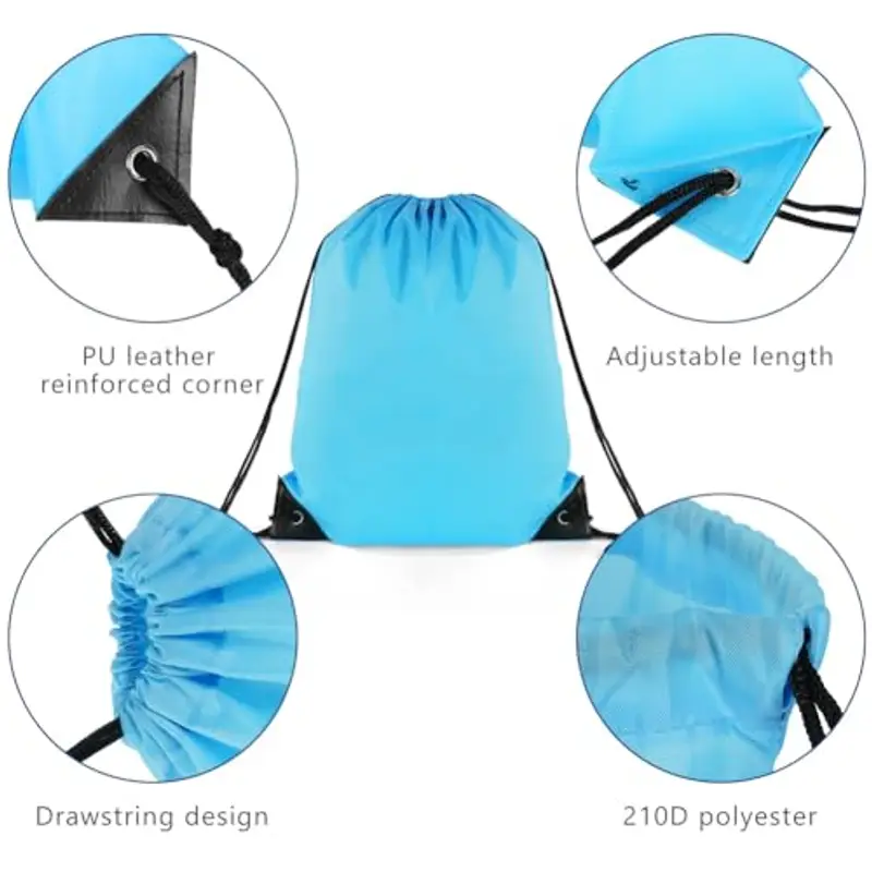 flintronic Palestra Borsa da Spiaggia, Sportiva Gym Sack, PE Borse con Coulisse, Zaino a Corda per Sport, Spiaggia, Viaggi, Vacanze - Unisex (Blu) miniatura 3