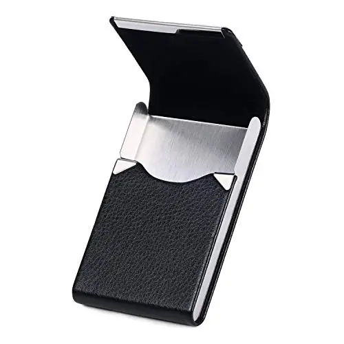 flintronic Porta biglietti da visita, in pelle PU. Porta Biglietti da Credito in Acciaio Inox con fibbia magnetica per