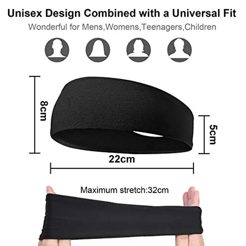 Flintronic Sport Headband, Fascia da Corsa, Antiscivolo umidità Ampia Fascia per Capelli, Fasce Antisudore, Fascia da Ginnastica per Uomini e Donne, Fascia per Sport in Esecuzione, Yoga, Jogging miniatura 3