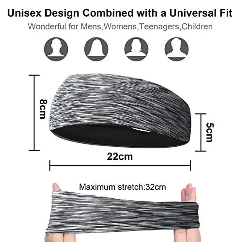 Flintronic Sport Headband, Fascia da Corsa, Antiscivolo umidità Ampia Fascia per Capelli, Fasce Antisudore, Fascia da Ginnastica per Uomini e Donne, Fascia per Sport in Esecuzione, Yoga, Jogging miniatura 3