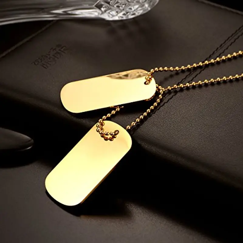 Flongo Pendente Ciondolo Personalizzato Incisione Acciaio Inossidabile Collana Militare, Collana da Uomo Personalizzata, Ciondolo Doppio Dog Tag, Catena 60cm miniatura 3