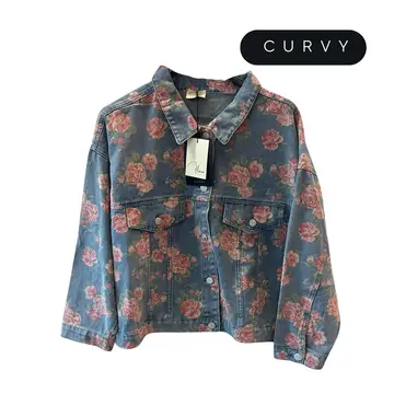 GIACCA DONNA IN DENIM FIORI OVER FLORA CURVY ML0042