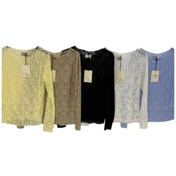 MAGLIA DONNA DI PIZZO MANICA LUNGA FLORA 25939