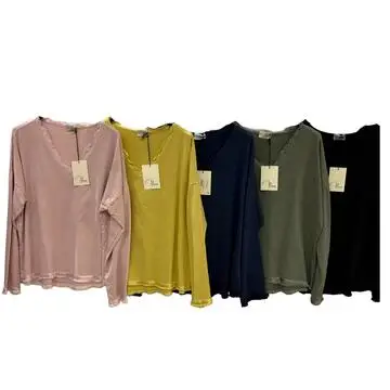 MAGLIA DONNA SCOLLO V MANICA LUNGA FLORA 35529