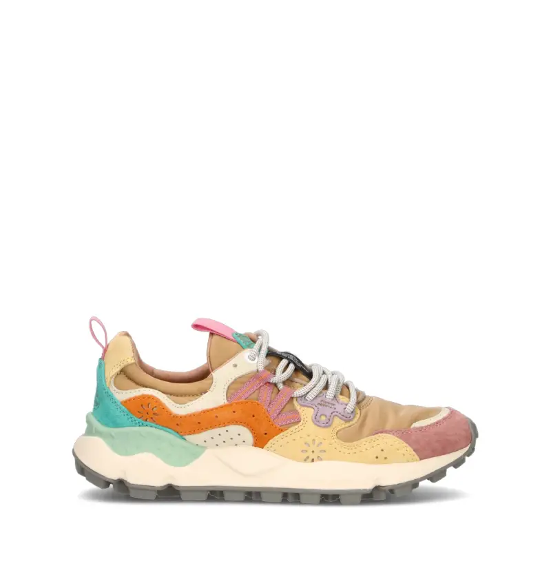 Flower Mountain Sneakers donna multicolor in pelle scamosciata e tessuto