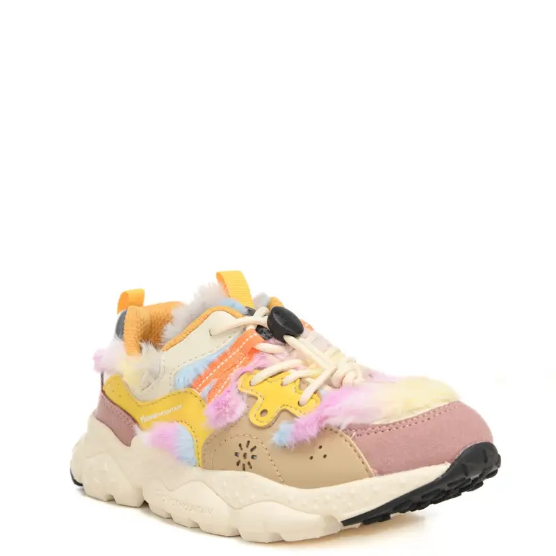 sneakers da bambina con inserti in suede e pelliccia blu navy miniatura 2