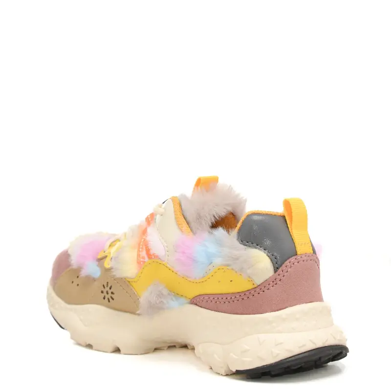 sneakers da bambina con inserti in suede e pelliccia blu navy miniatura 3