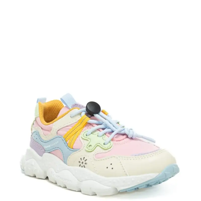 sneakers da bambina yamano 3 in tessuto tecnico rosa celeste miniatura 2