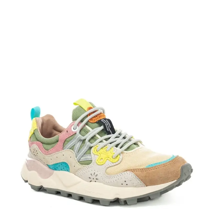 sneakers da donna yamano 3 in tessuto tecnico beige bianco miniatura 2