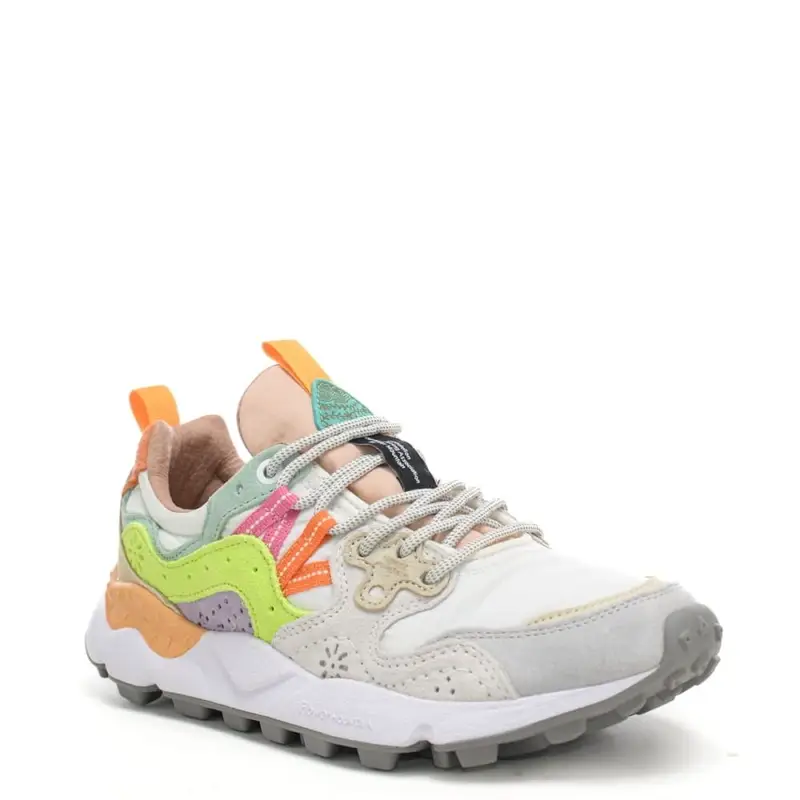 sneakers da donna yamano 3 in tessuto tecnico bianco giallo miniatura 2