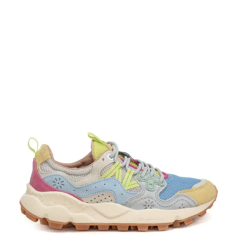 sneakers da donna yamano 3 in tessuto tecnico giallo azzurro