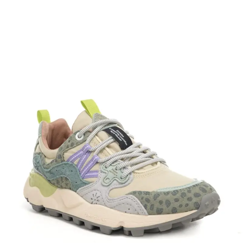 sneakers da donna yamano 3 in tessuto tecnico grigio verde miniatura 3