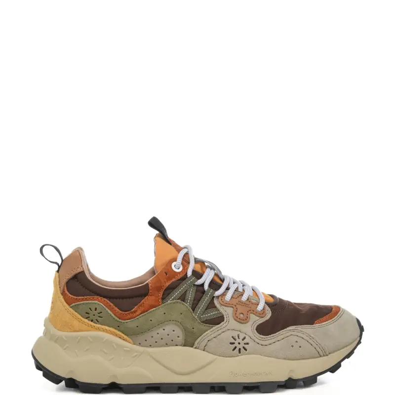 sneakers da uomo yamano 3 man in camoscio multicolor e tessuto tecnico beige