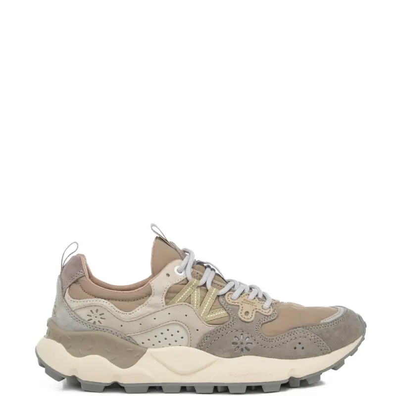 sneakers da uomo yamano 3 man in camoscio multicolor e tessuto tecnico grigio chiaro