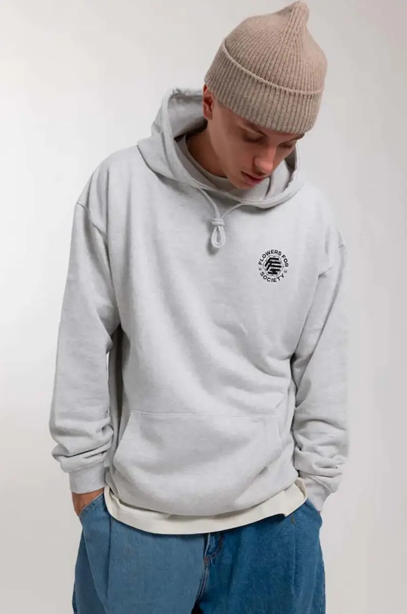 felpa in cotone Basic Chest Hoodie uomo colore grigio con cappuccio FFSAPP066