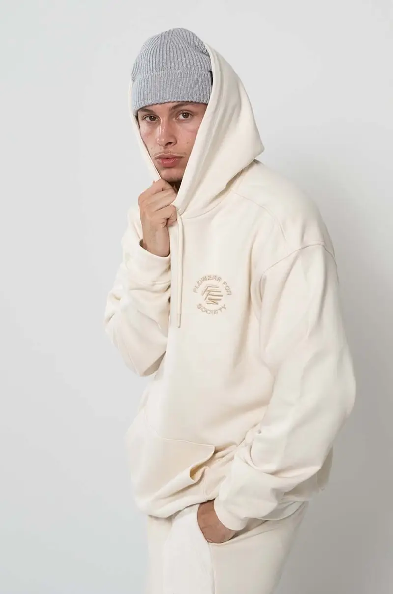 felpa in cotone Basic Hoodie uomo colore bianco con cappuccio FFSAPP095