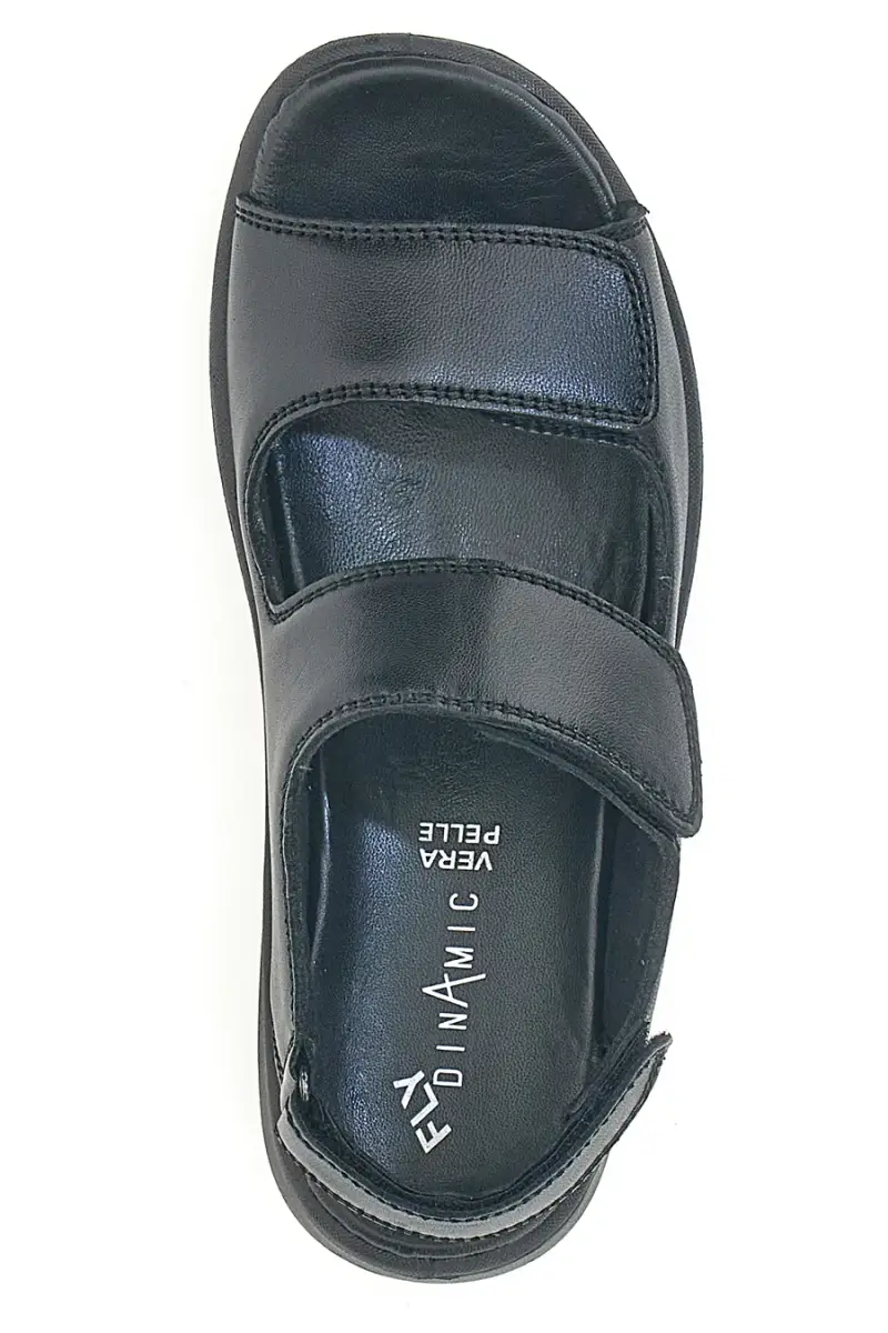 Sandali neri in vera pelle con doppio strappo Fly Dinamic FD102 [NERO] miniatura 3