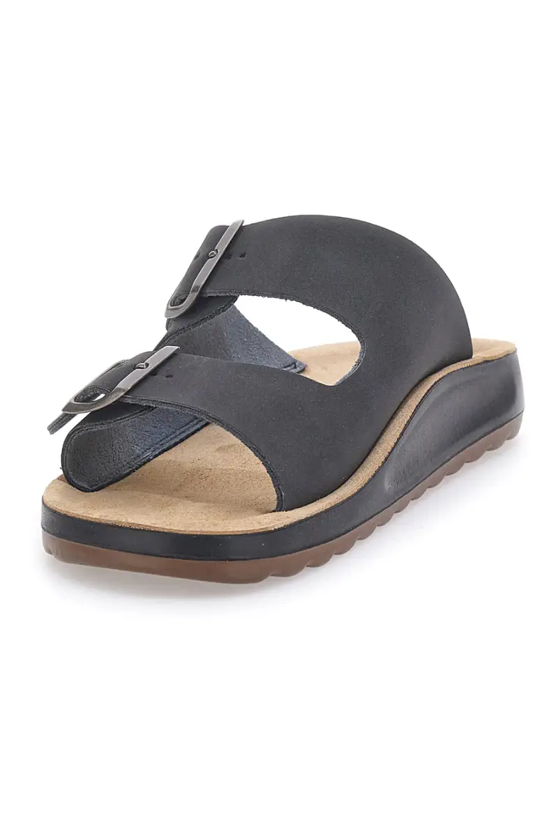 Ciabatte nere con doppia fibbia e plantare anatomico FLY FLOT 781714C [NERO] miniatura 3