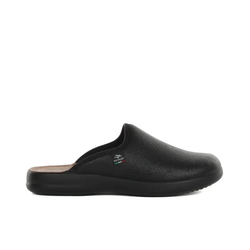 Ciabatte uomo nere da casa con logo laterale