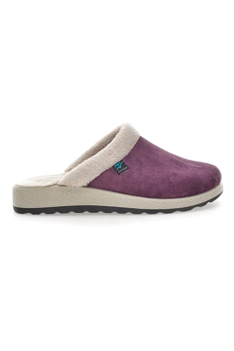 Pantofole viola con bordo in pelo e suola comfort Fly Flot 90510X20PM [LILLA]