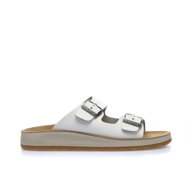 Sandali bassi bianchi con doppia fibbia