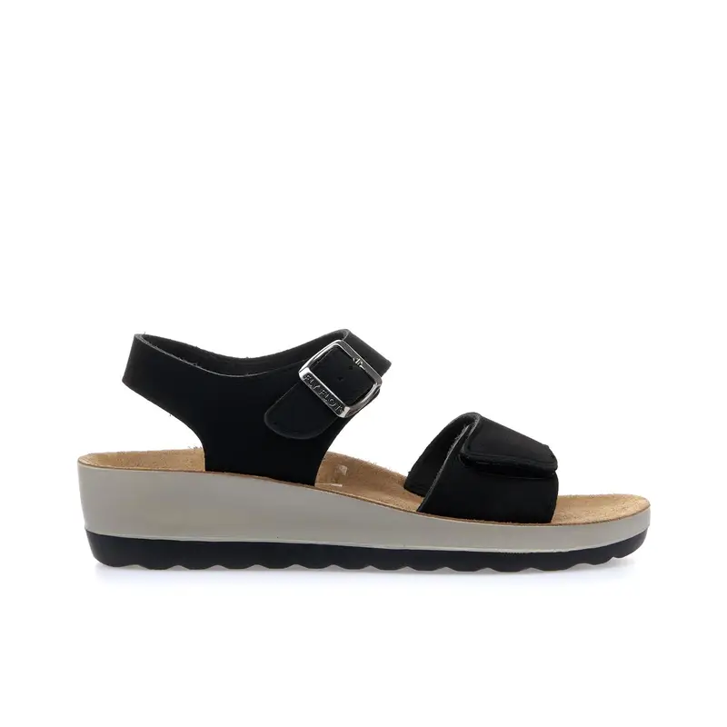 Sandali comfort neri con zeppa