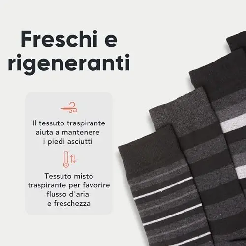 FM London confezione da 12, calzini eleganti da uomo, traspiranti, tinta unita, con motivi e neri, Nero (a righe), 39 miniatura 3