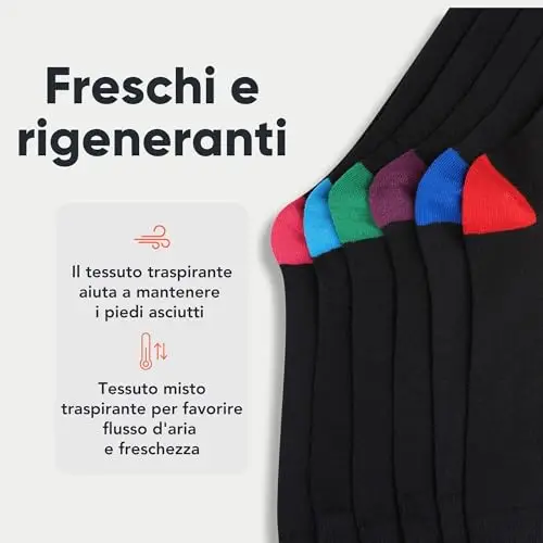 FM London confezione da 12, calzini eleganti da uomo, traspiranti, tinta unita, con motivi e neri, Nero/Tacco e Punta miniatura 3