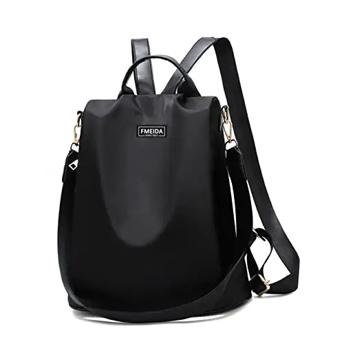 Fmeida Zaino da Donna Antifurto Borsa Tracolla Viaggio Casual Daypack, Nero