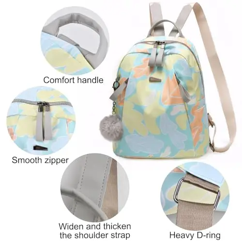 Focenat Zaino Da Donna Antifurto, Impermeabile Zaini Casual Zainetto Zainetti per Viaggio, Zainetto Multifunzionale miniatura 2