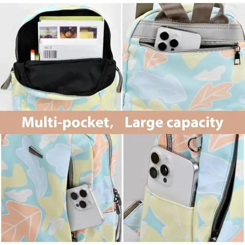 Focenat Zaino Da Donna Antifurto, Impermeabile Zaini Casual Zainetto Zainetti per Viaggio, Zainetto Multifunzionale miniatura 3