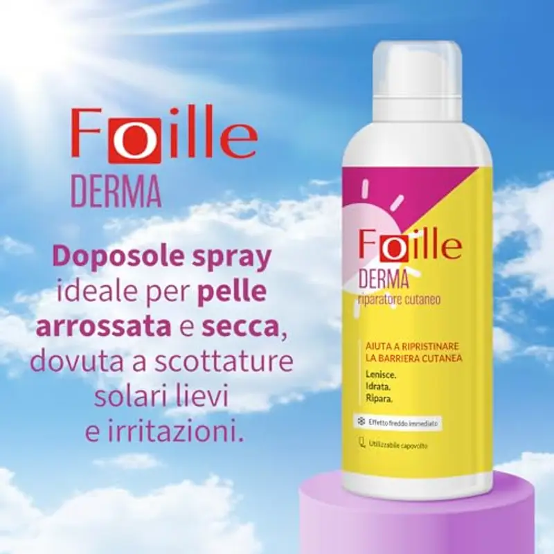 Foille Derma Spray lenitivo per pelle irritata, Doposole con Pantenolo, Calendula e Acido Ialuronico, Effetto calmante e idratante, Spray nebulizzante anche sottosopra 150 ml miniatura 3