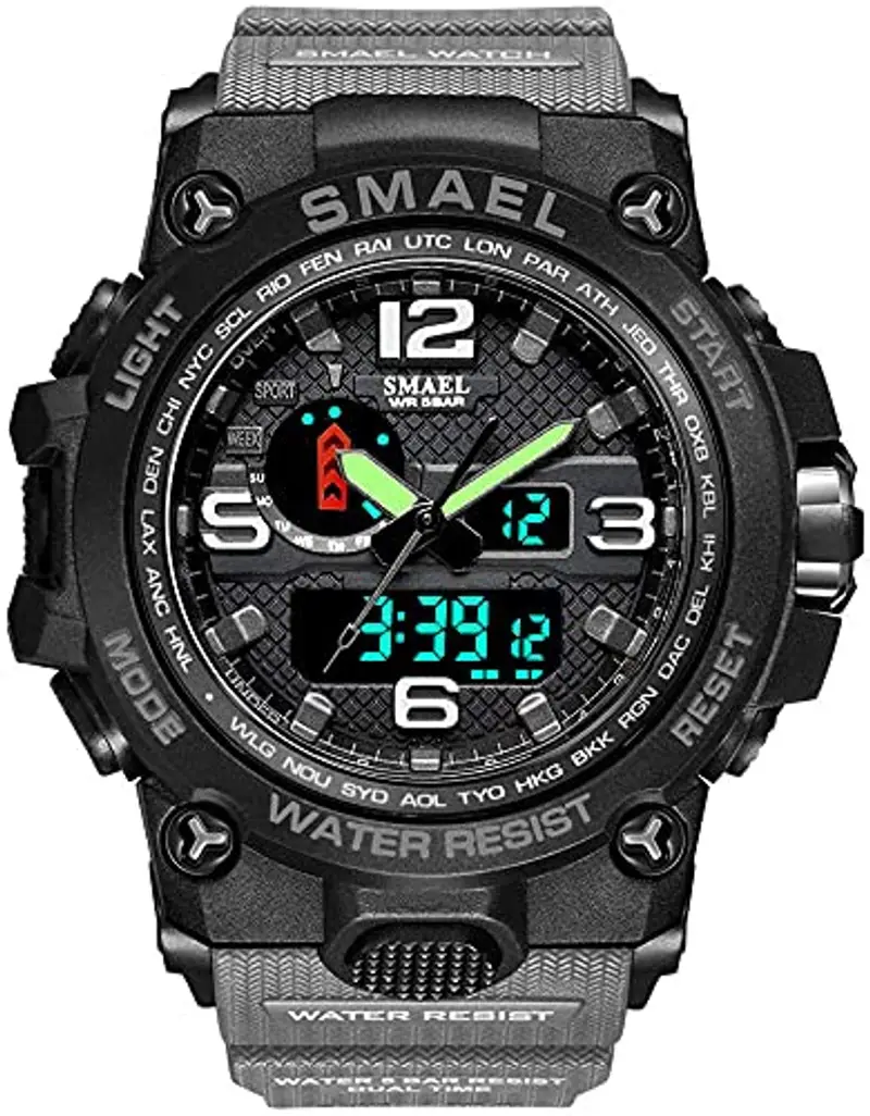Fomtty Orologi Militari Uomo, Orologio da Uomo Analogico e Digitale, Orologio Sportivo, Impermeabile Orologio LED con Cronometro LED Digitale Orologio Luxury Casual Wristwatch (Grigio Scuro)