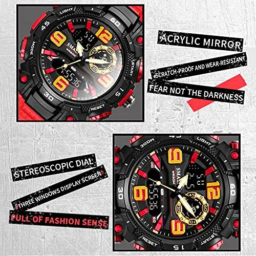 Fomtty Orologio da uomo, militare, tattico, analogico, digitale, cronografo da polso, impermeabile, per attività miniatura 3