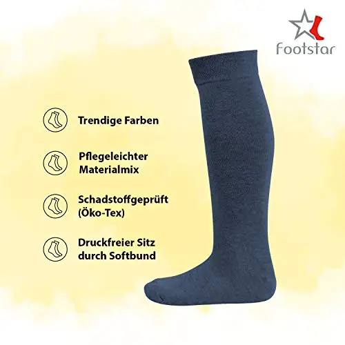 Footstar Celodoro EVERYDAY! - Calza al ginocchio KIDS - 5 paia di calze lunghe bambino - in cotone - Tonalità denim - 31 miniatura 3