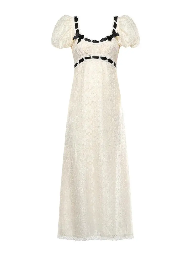 Abito lungo in pizzo Bianco