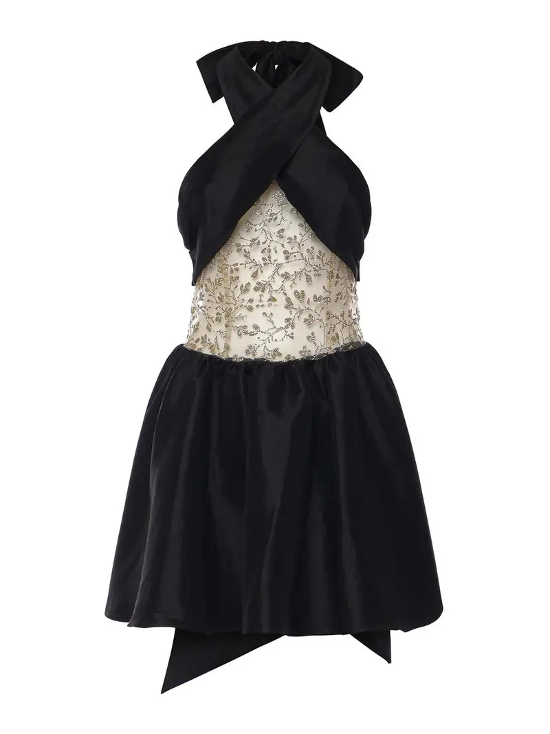 MiniVestito con petali scintillanti Nero