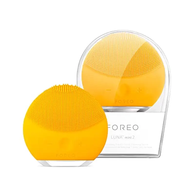 Foreo Luna Mini 2 Spazzola Pulizia Viso, Compatta, Massaggio Hi-Tech, per Tutti i Tipi di Pelle, Ultraigienico, Semplice, Detergente in Silicone, Sunflower Yellow