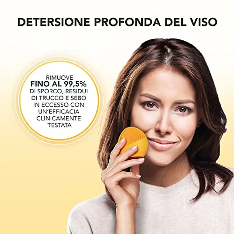 Foreo Luna Mini 2 Spazzola Pulizia Viso, Compatta, Massaggio Hi-Tech, per Tutti i Tipi di Pelle, Ultraigienico, Semplice, Detergente in Silicone, Sunflower Yellow miniatura 2