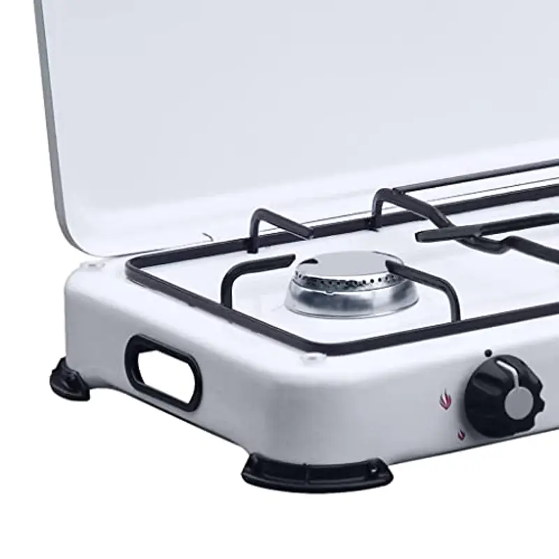 Fornello Smaltato con 3 Fuochi e Coperchio a Gas METANO - Fornellone colore Bianco P3M miniatura 2