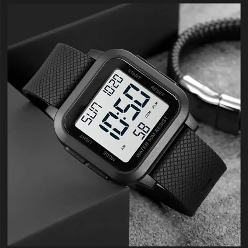 Forrader, Orologio digitale da uomo, sportivo, impermeabile, con retroilluminazione a LED, sveglia, conto alla miniatura 3