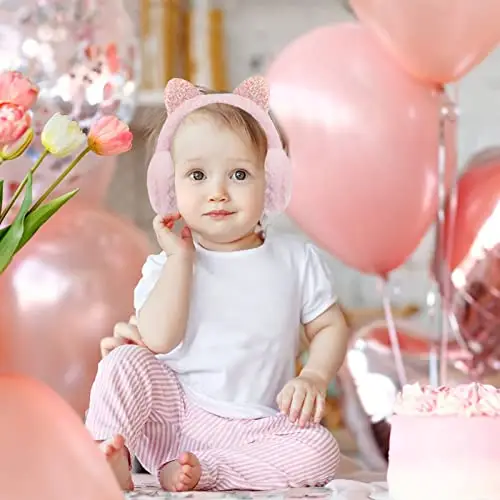 Forreen 2 Pezzi Paraorecchie Invernali per Bambini Regolabili Copriorecchie antivento Gatto di Modo Peluche Morbido miniatura 2