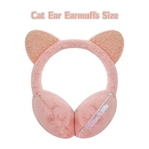 Forreen 2 Pezzi Paraorecchie Invernali per Bambini Regolabili Copriorecchie antivento Gatto di Modo Peluche Morbido miniatura 3