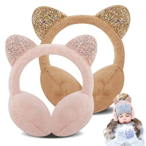 Forreen Copriorecchie Bambina, 2 Pezzi Paraorecchie Invernali Regolabili Morbidi in Peluche Graziosi Prova di Freddo