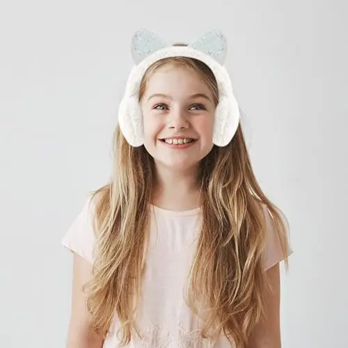 Forreen Paraorecchie Invernali da Bambina, 2 Pezzi Scaldini per Orecchie Dimensioni Regolabili Plush Offerta Fluffy miniatura 2