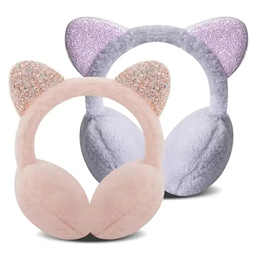 Forreen Paraorecchie Invernali da Donna, 2 Pezzi Scaldini per Orecchie Dimensioni Regolabili Plush Offerta Fluffy