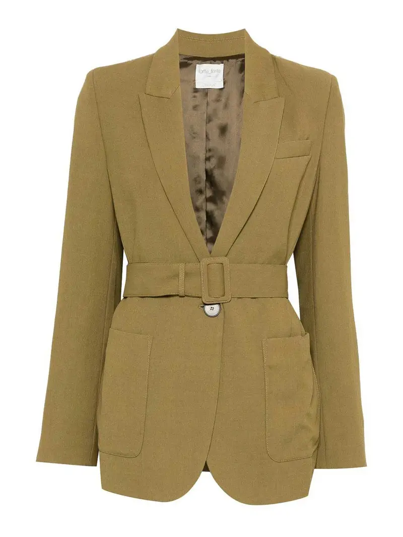 Blazer verde oliva con cintura