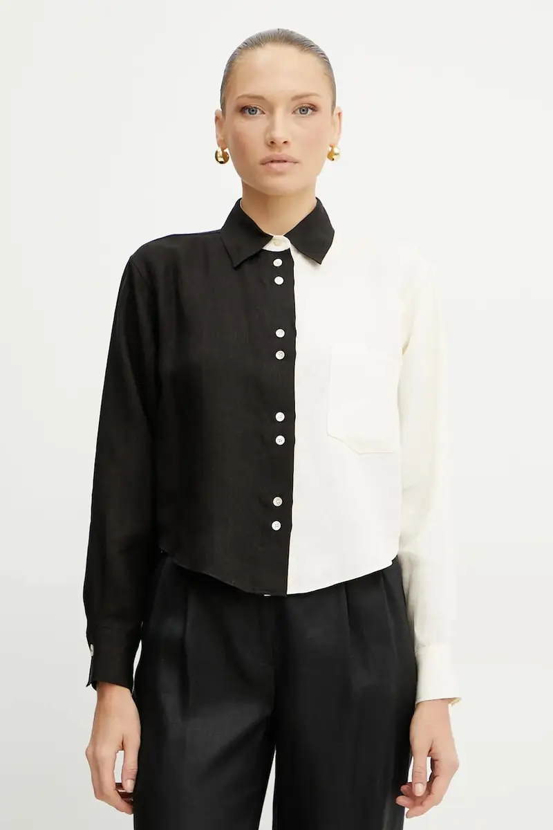 camicia di lino donna colore nero 13829bis my shirt