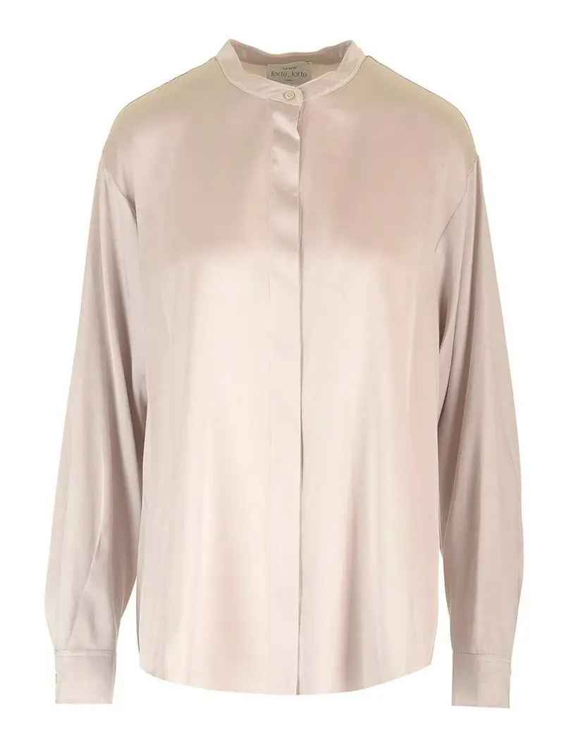 Camicia di seta in raso pesante perla Rosa