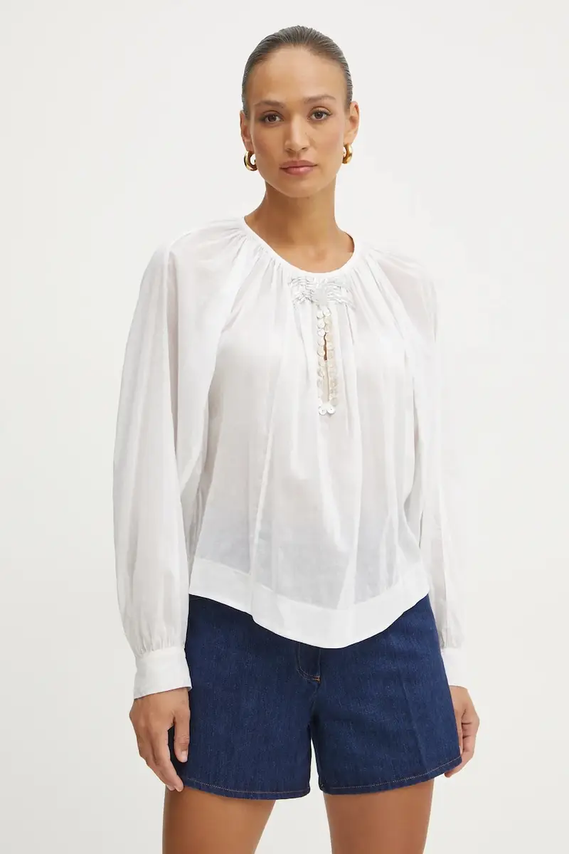 camicia donna colore bianco con applicazione 13534.my shirt